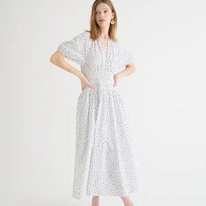 Puff-sleeve smocked-waist midi dress in dot XXL (NWT)